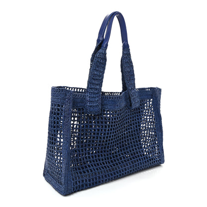 Chloe Raffia Summer Banana East West Tote Ashes Blue 3 of 9