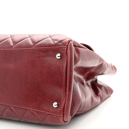 Chanel Glazed Calfskin Quilted Large CC Delivery Tote Burgundy 10 of 13