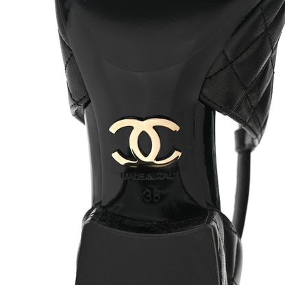 Chanel Lambskin Patent Quilted Cap Toe Mary Jane Flats 38 Black 6 of 9