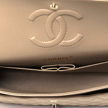 Chanel Iridescent Caviar Quilted Medium Double Flap Dark Beige 5 of 9