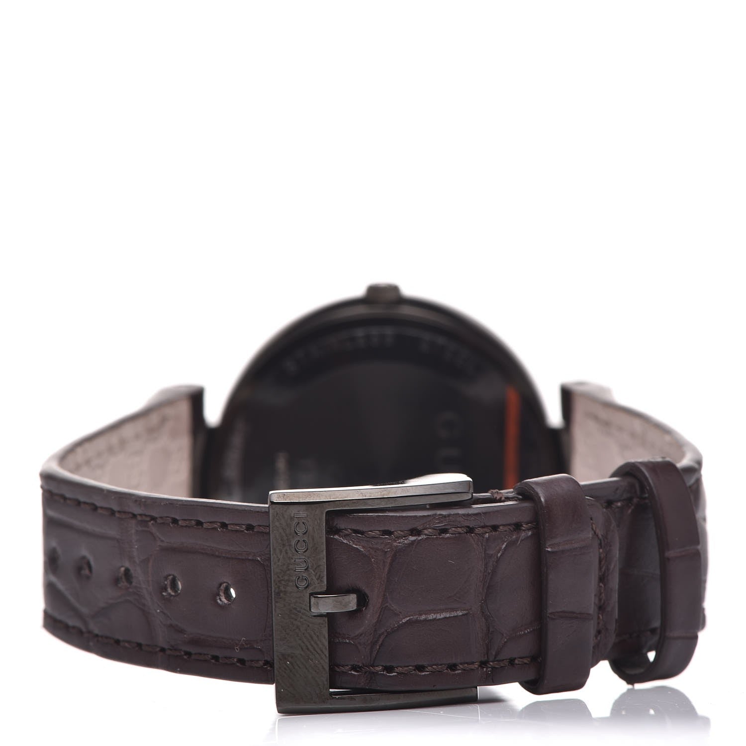 Gucci Stainless Steel Alligator 37mm Interlocking G Quartz Watch Brown 4 of 11