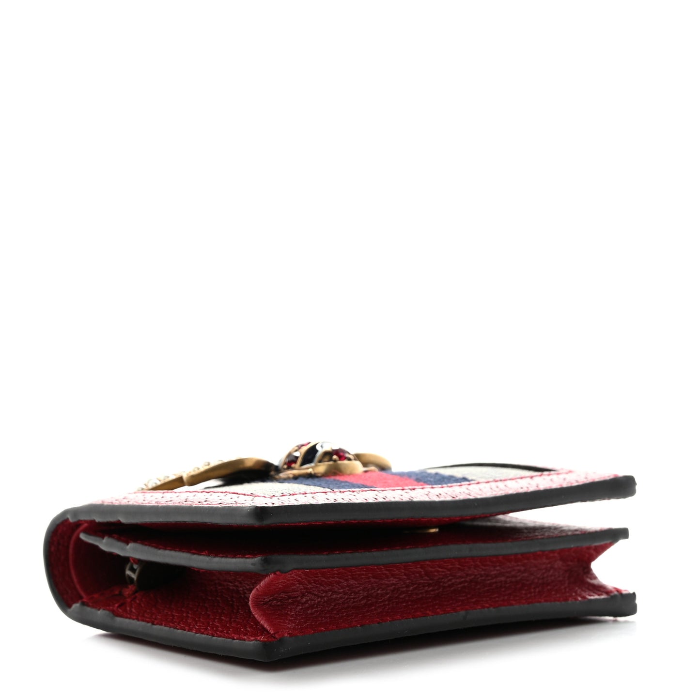 GG Supreme Monogram Queen Margaret Card Case Red