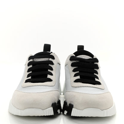 Hermes Goatskin Suede Goatskin Bouncing Sneakers 35 White Black 2 of 9