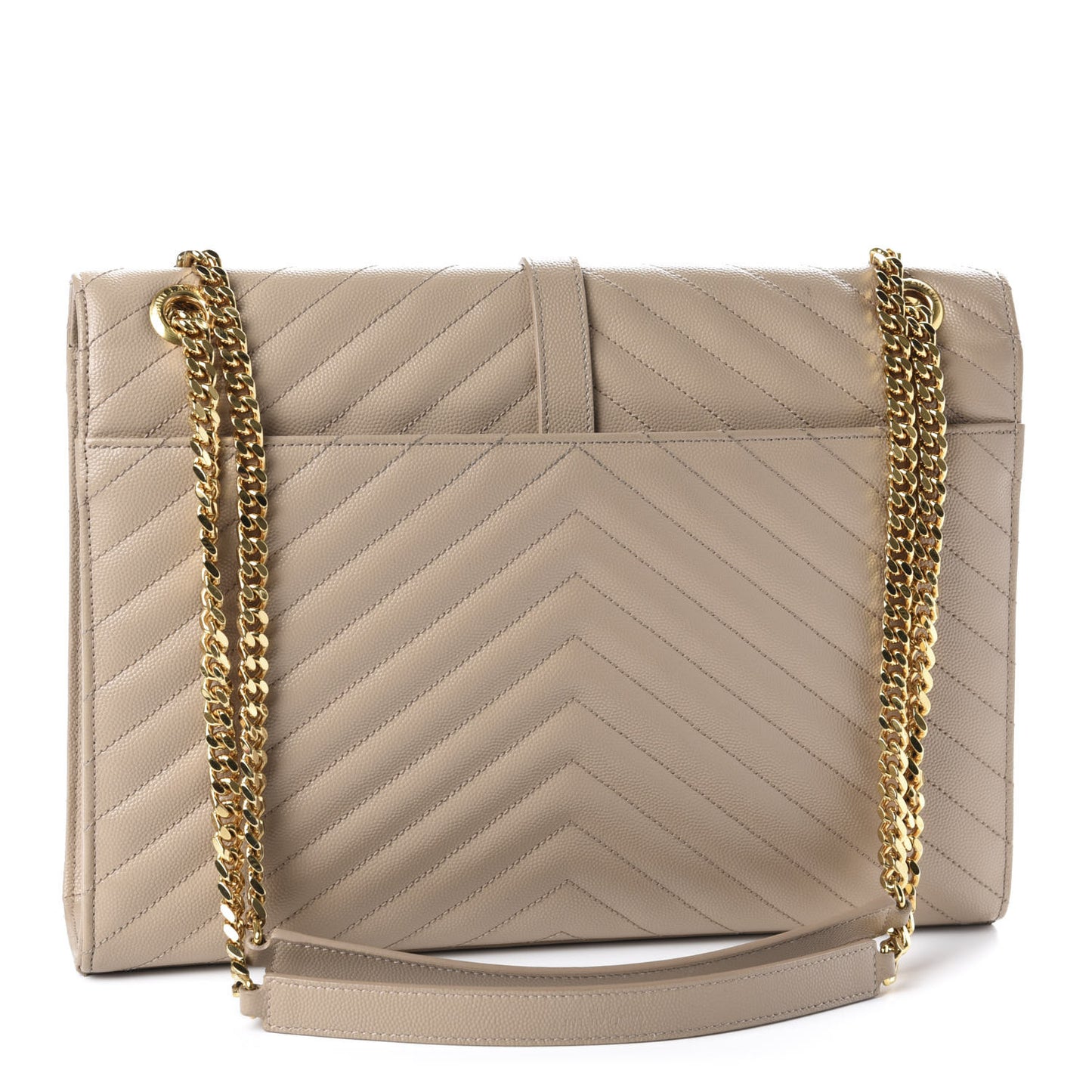 Grain De Poudre Matelasse Chevron Large Monogram Satchel Dark Beige