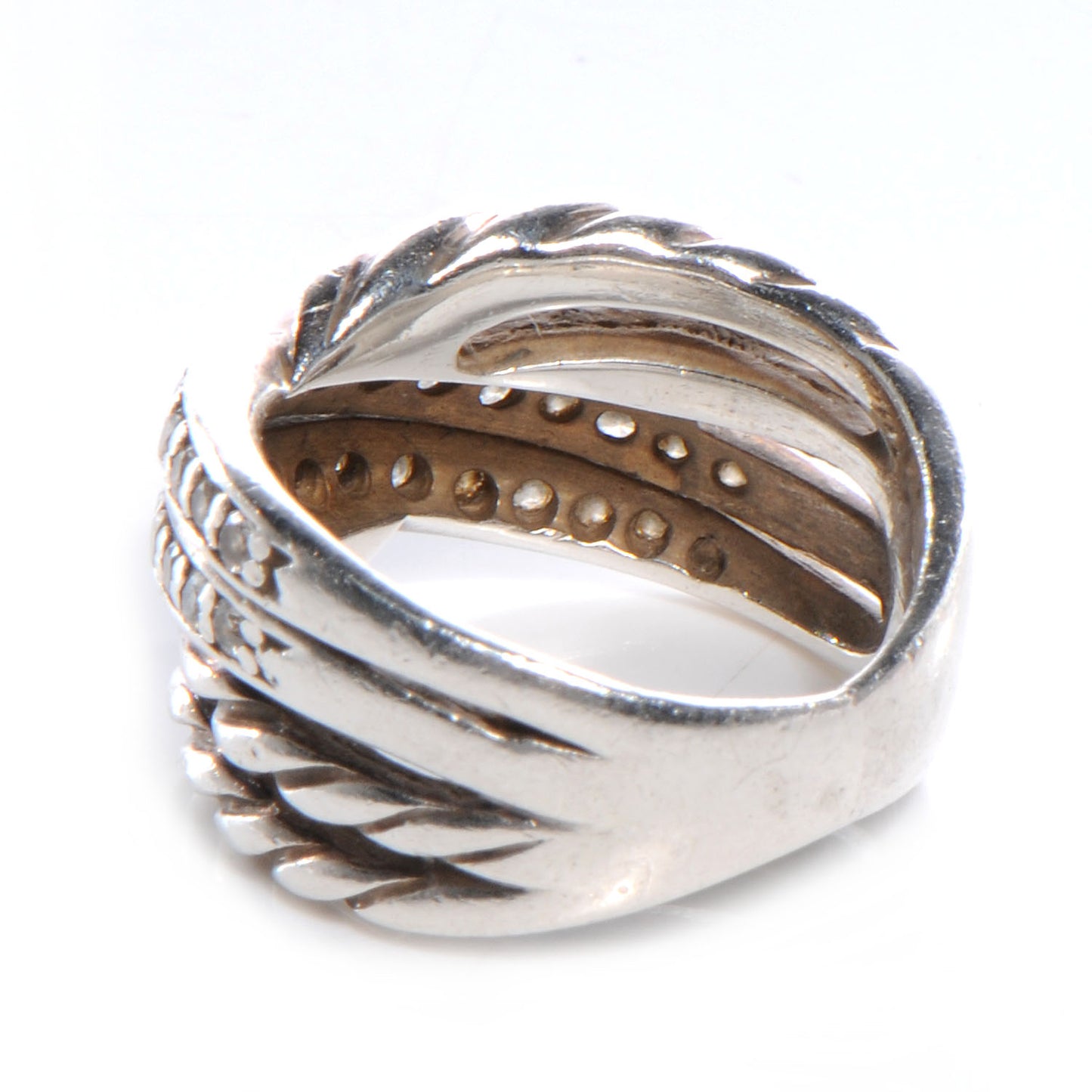 Sterling Silver Diamond Crossover Ring 4.5