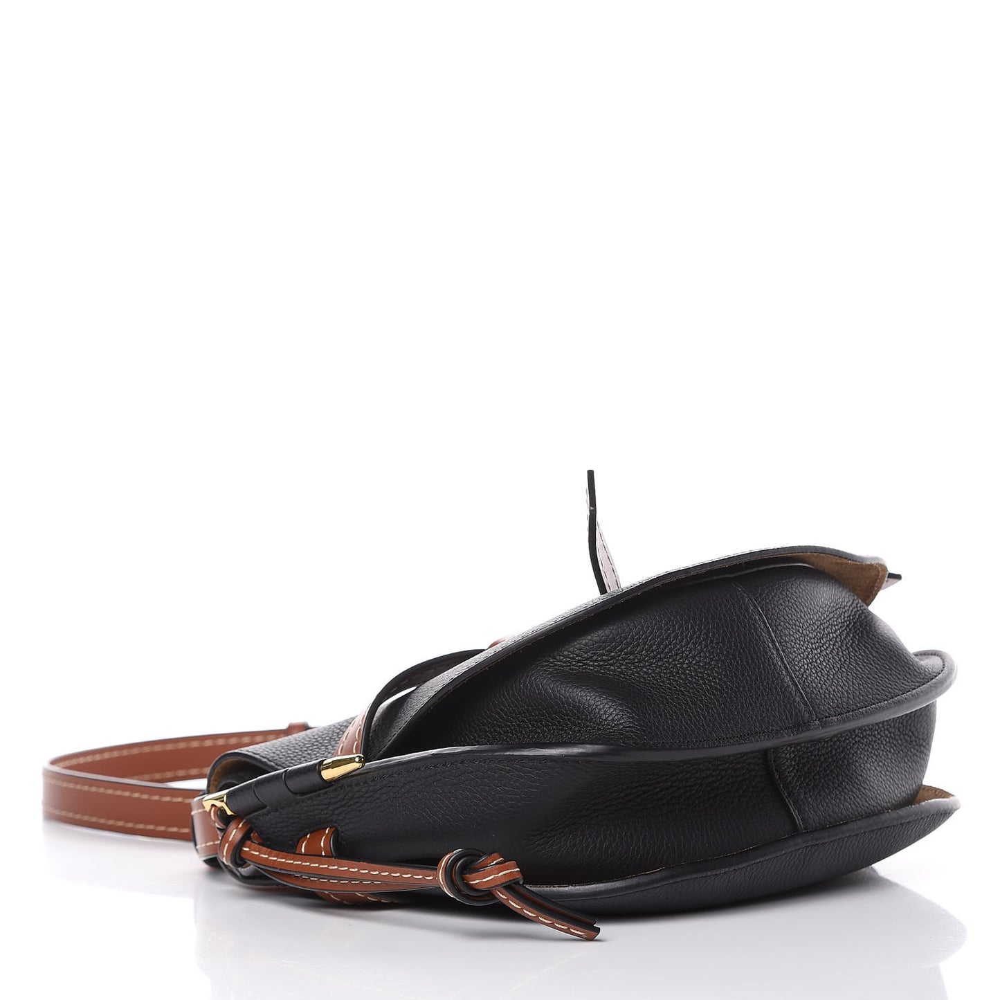 Grained Calfskin Small Gate Crossbody Bag Pecan Black