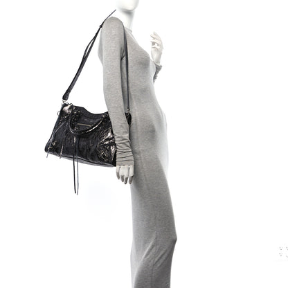 Balenciaga Metallized Arena Lambskin Classic Silver Hardware Medium Le City Steel Gray 2 of 10