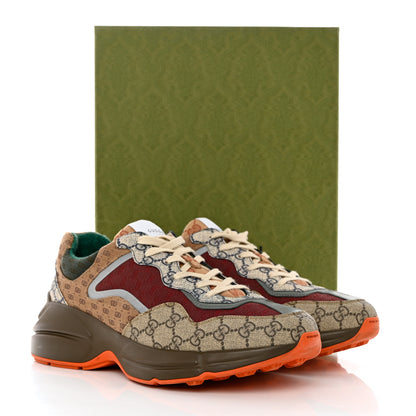 Gucci GG Supreme Monogram Mix Monogram Mens Rhyton Sneakers 12 Bordeaux Beige Ebony 11 of 11