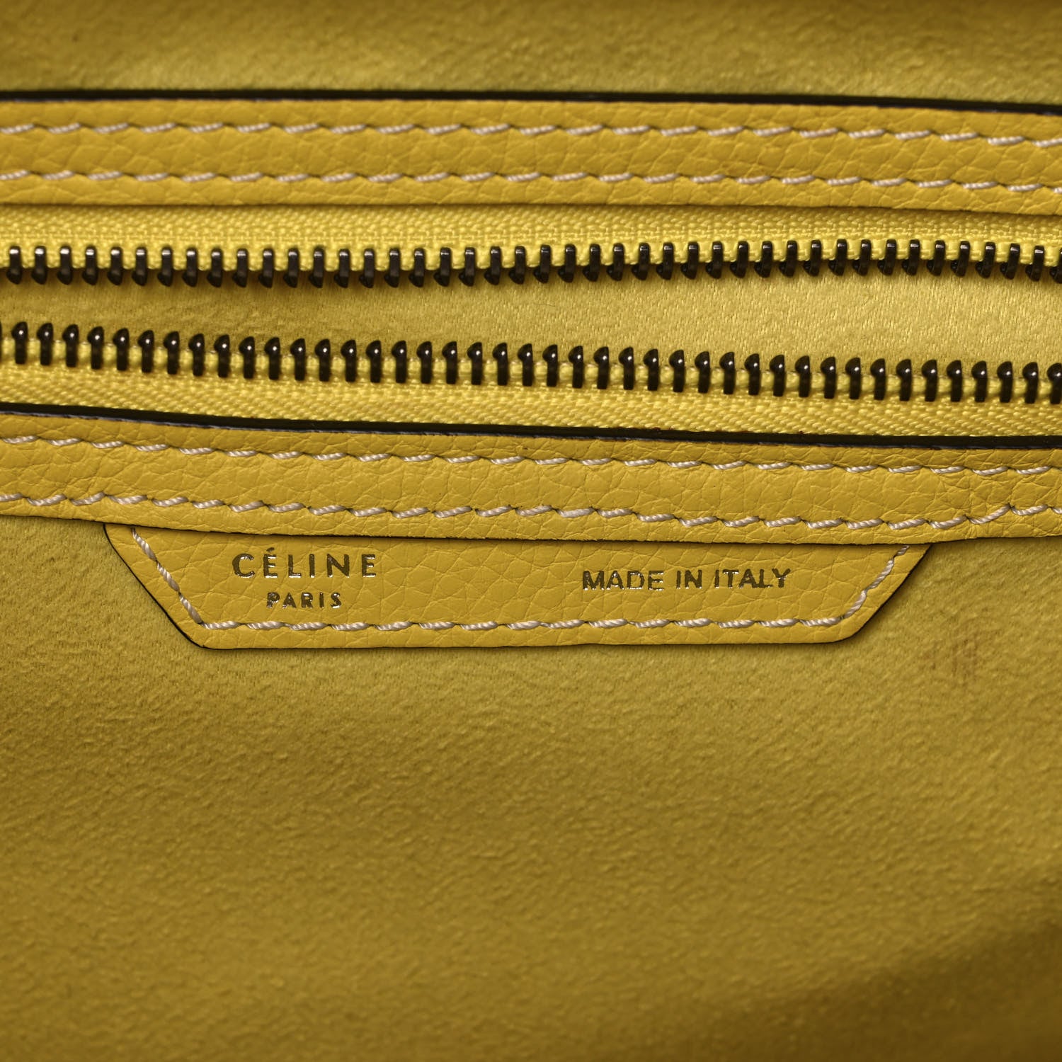 Celine Drummed Calfskin Mini Luggage Citron 10 of 12