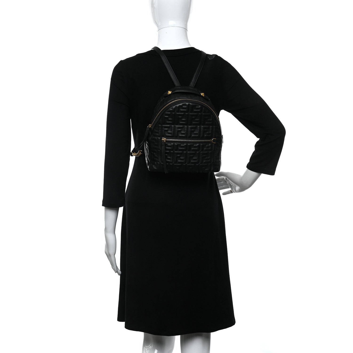 Fendi Nappa FF 1974 Embossed Mini Backpack Black 2 of 10