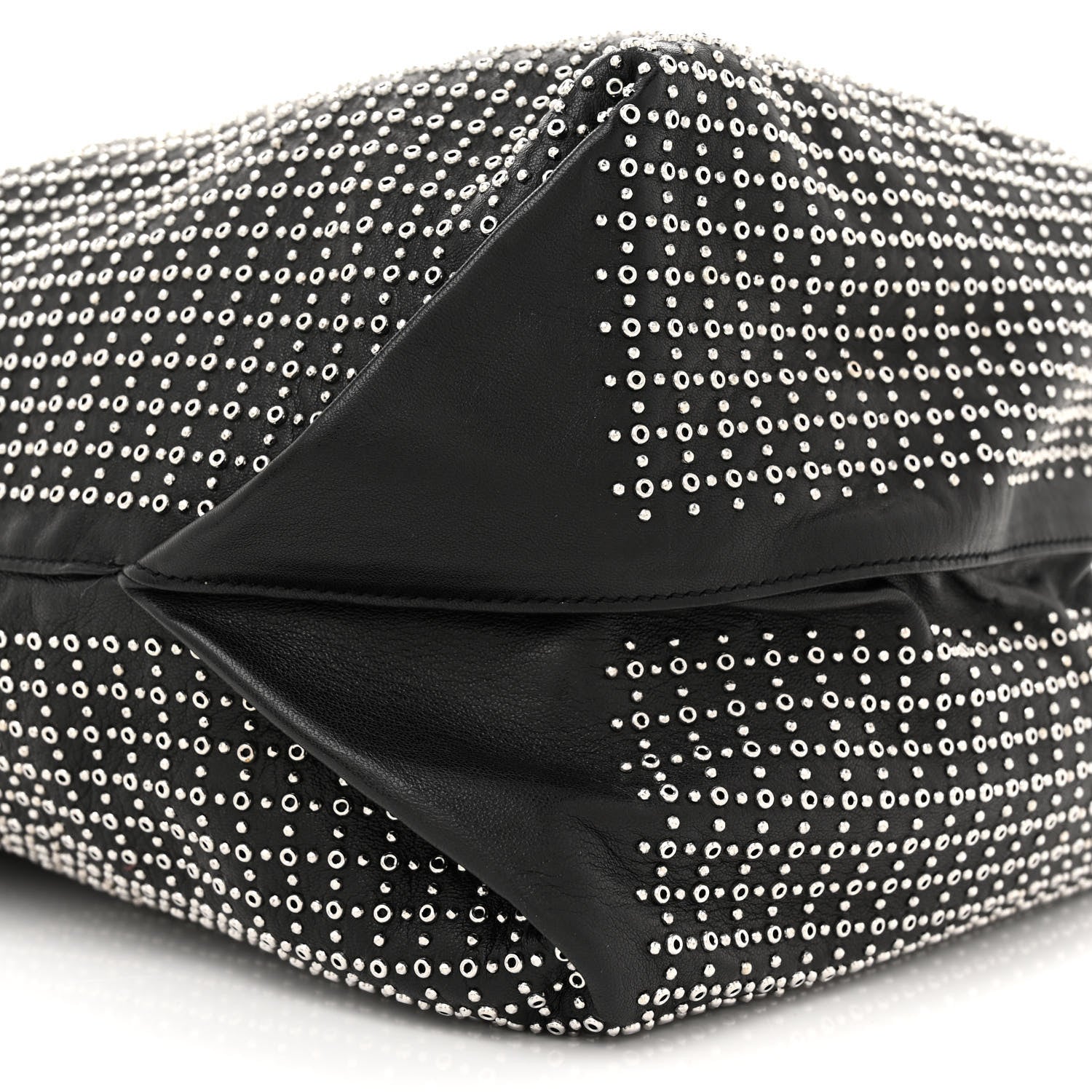 Saint Laurent Lambskin Studded Drawstring Bag Black 9 of 10