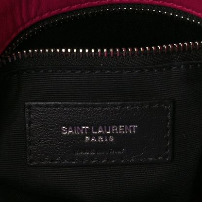 Saint Laurent Merino Shearling Lambskin Quilted Small Loulou Puffer Monogram Chain Satchel Fuchsia 6 of 10