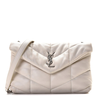 Saint Laurent Lambskin Quilted Toy Loulou Puffer Monogram Chain Satchel Crema Soft 1 of 6
