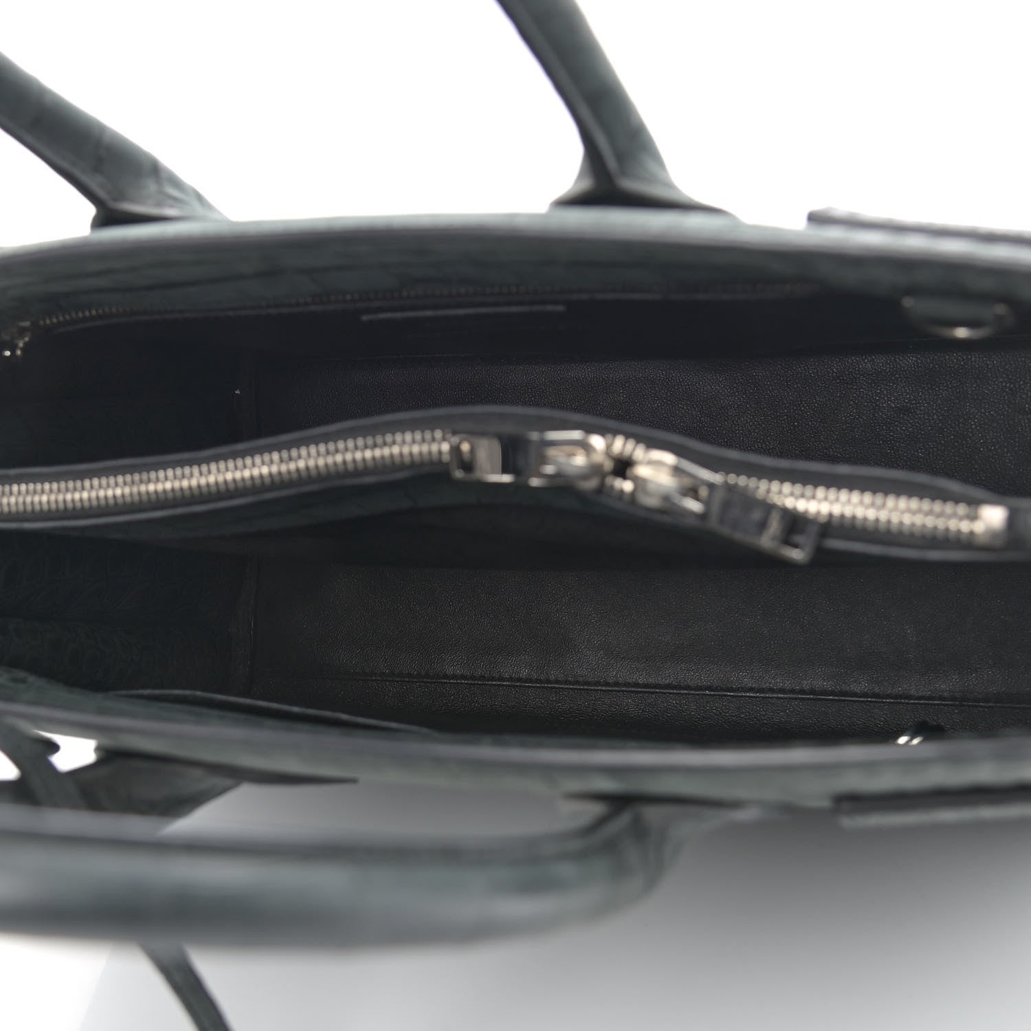 Saint Laurent Calfskin Crocodile Embossed Small Sac de Jour Black 4 of 11
