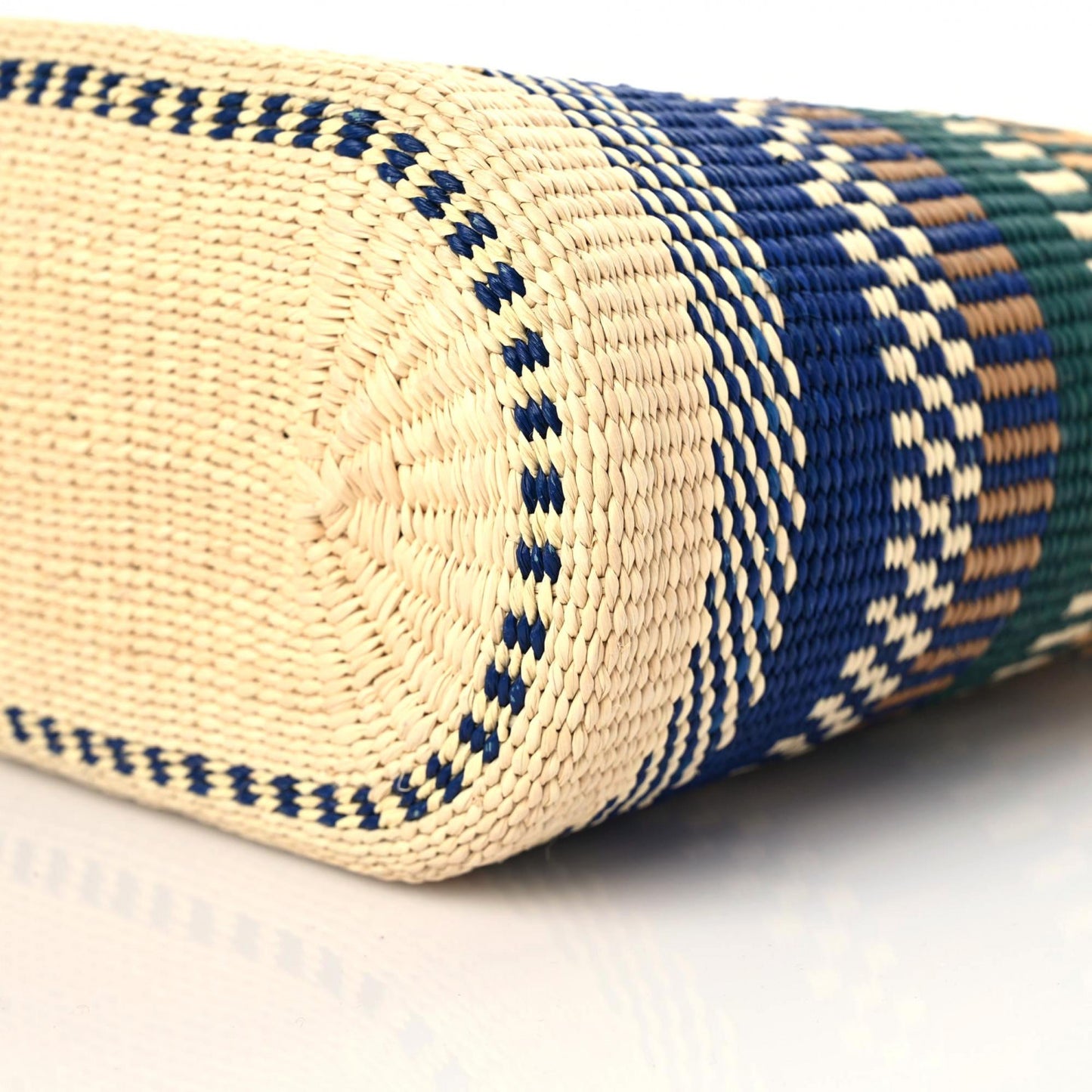 Raffia Small Square Basket Tote Bag Blue Multicolor