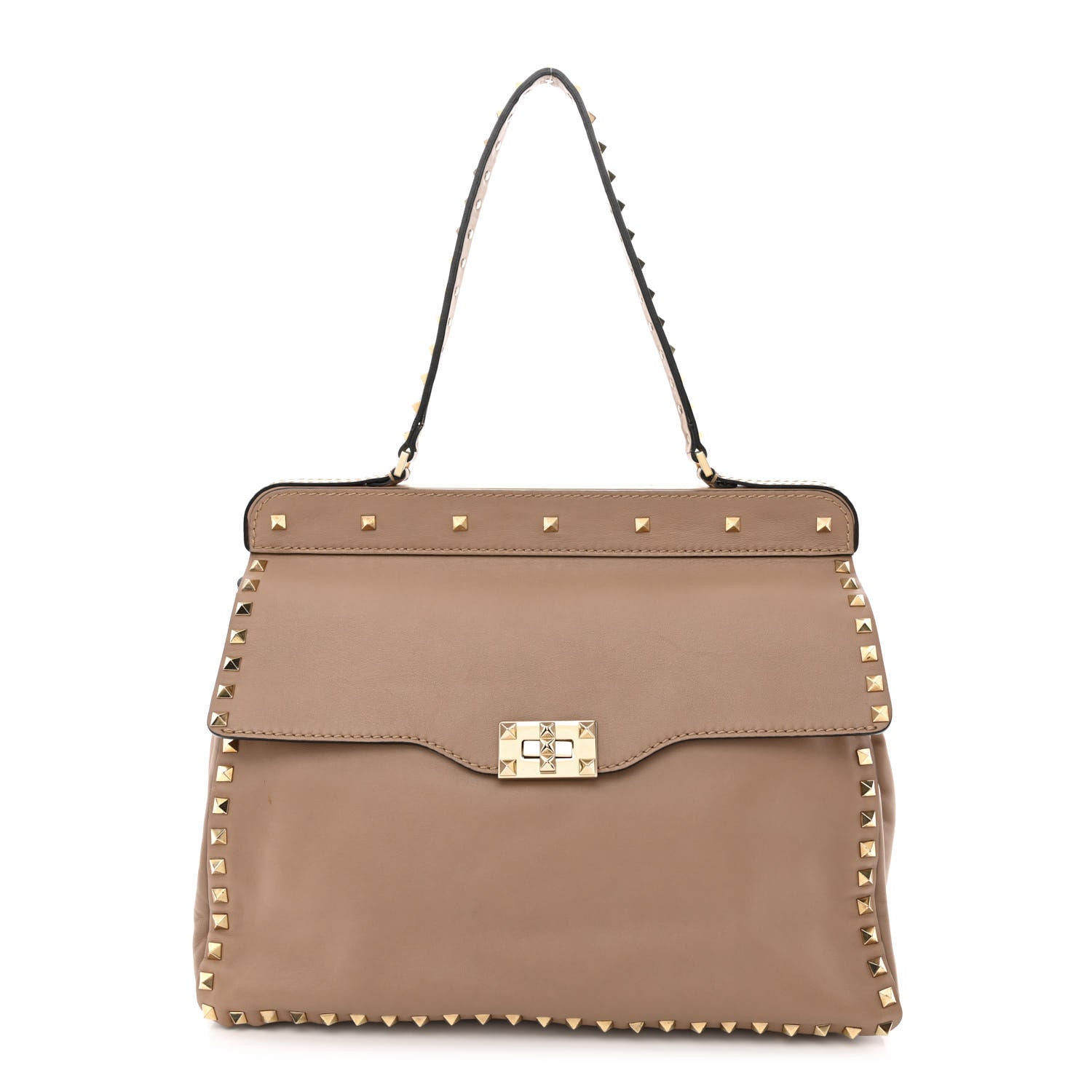 Valentino Garavani Nappa Rockstud Frame Handle Bag Poudre 1 of 12