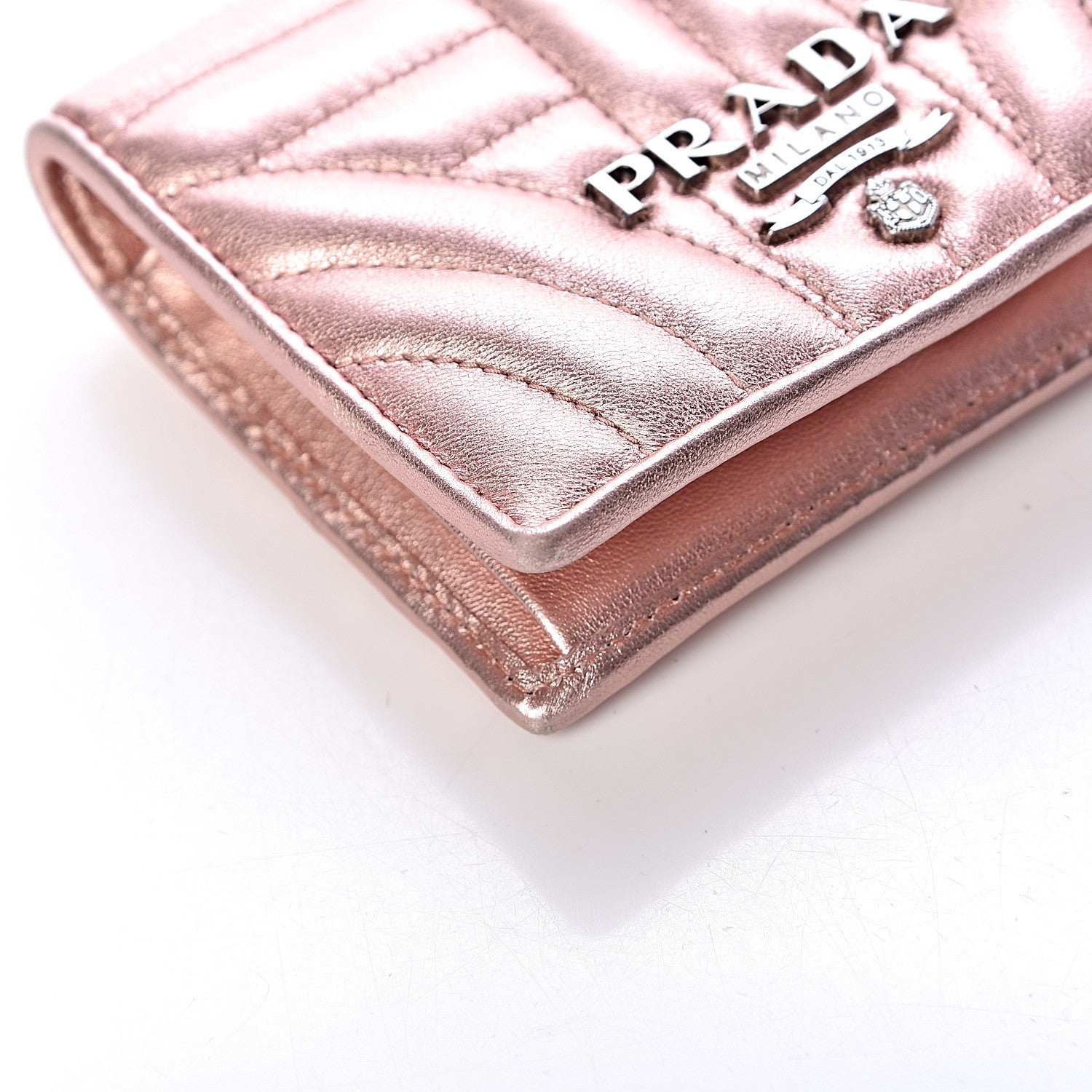 Prada Metallic Nappa Impunture Diagramme Wallet Rosa Mordore 8 of 12