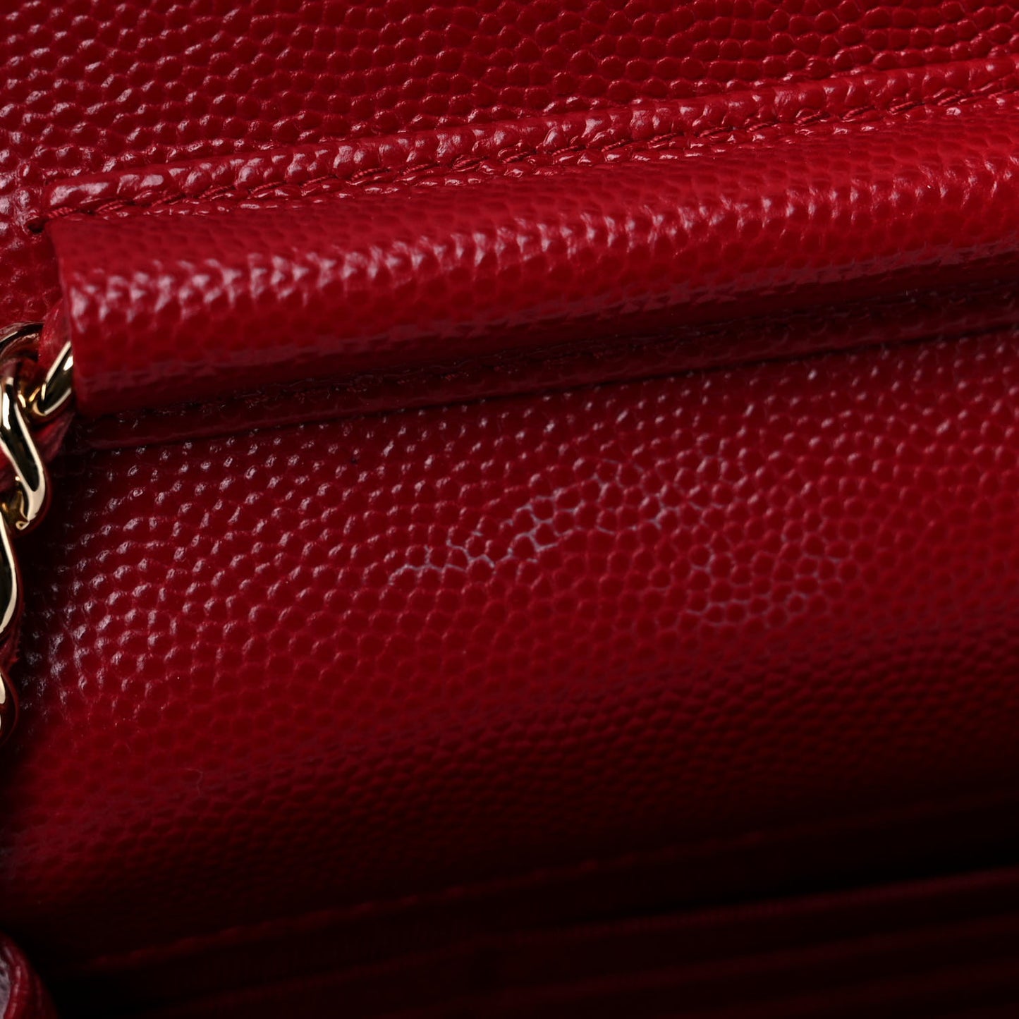 Caviar Quilted Square Wallet On Chain WOC Dark Red