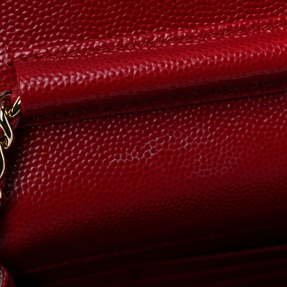 Chanel Caviar Quilted Square Wallet On Chain WOC Dark Red 11 of 11