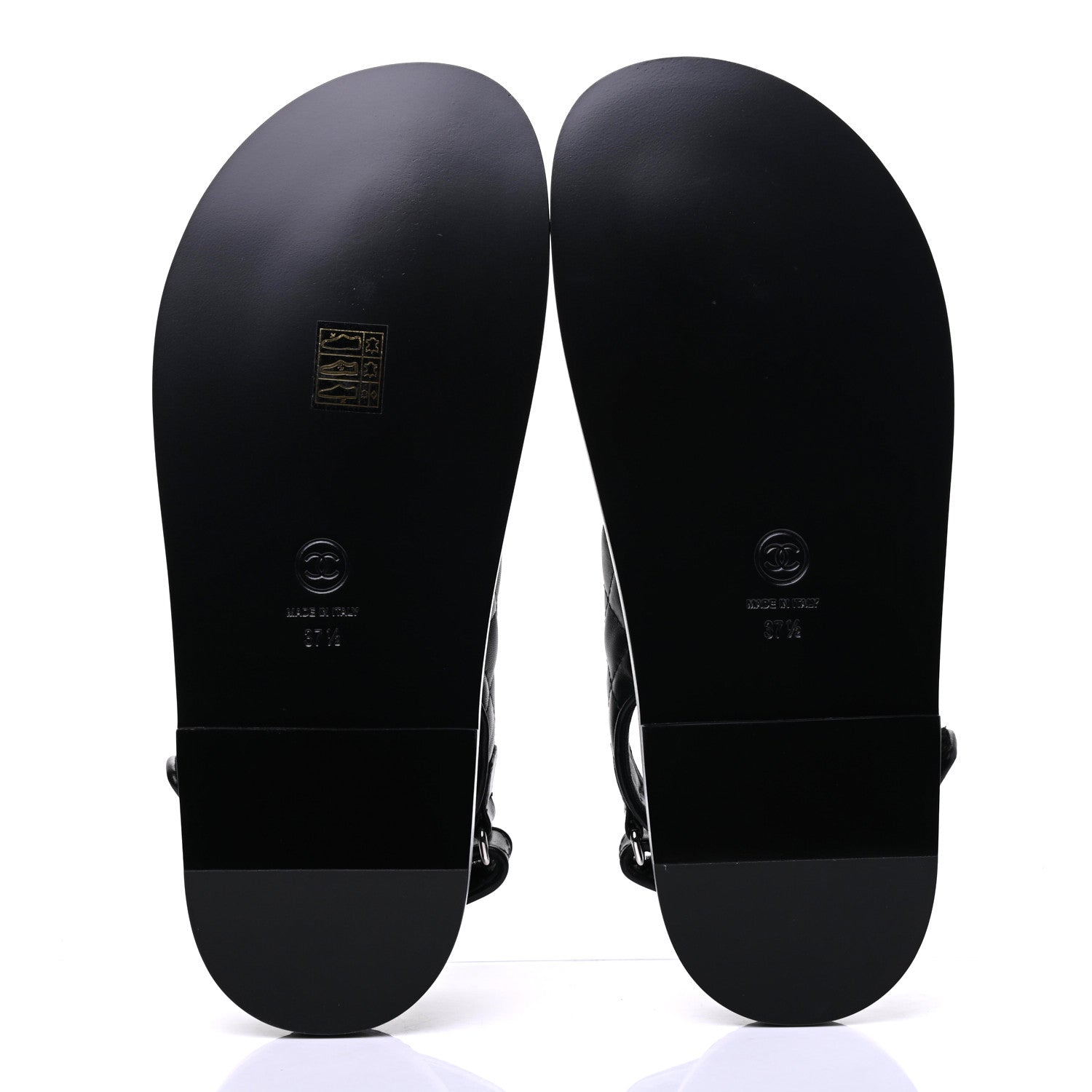 Chanel Lambskin Velcro Dad Sandals 37.5 Black 5 of 9