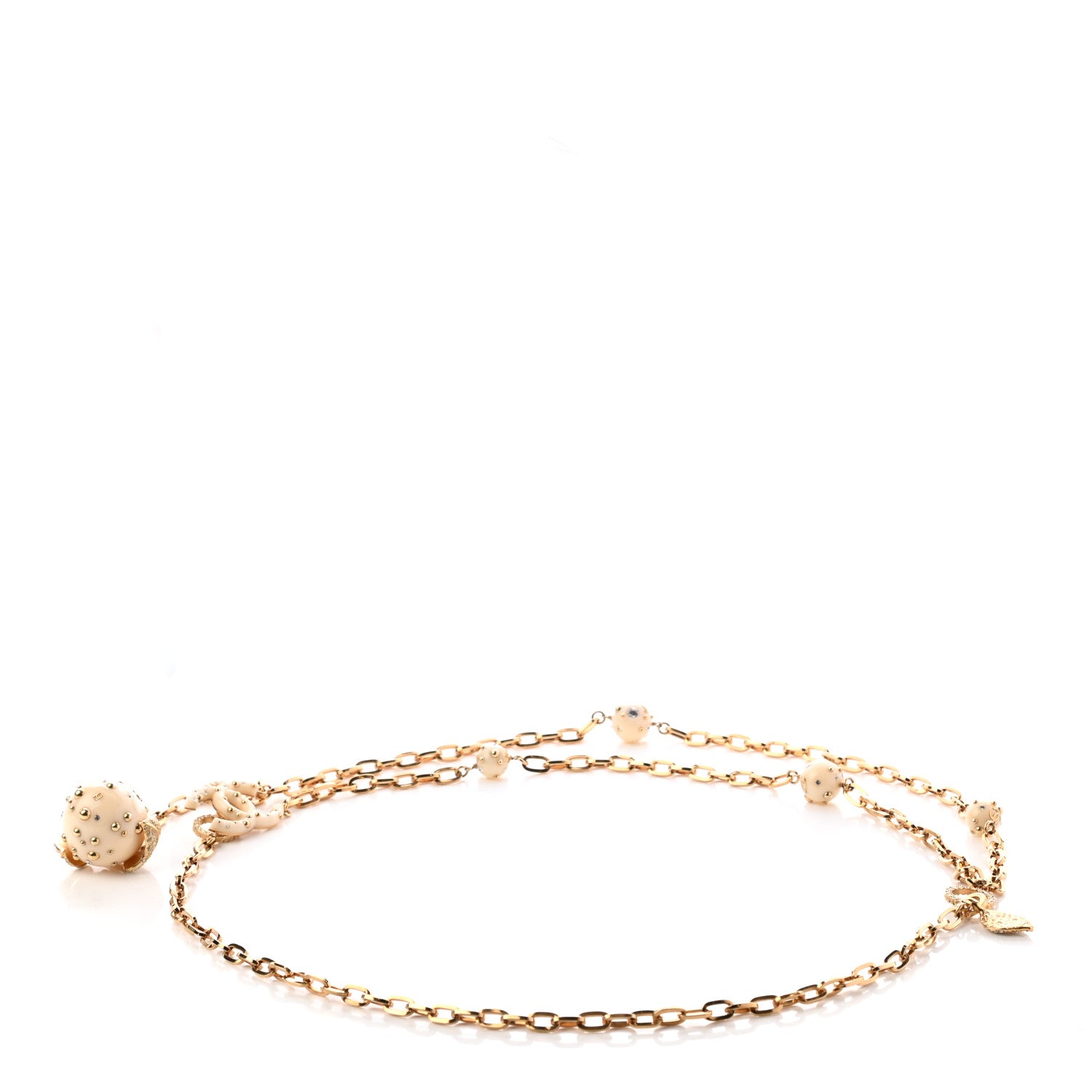 Chanel Resin Crystal Apple CC Chain Belt Gold White 2 of 4