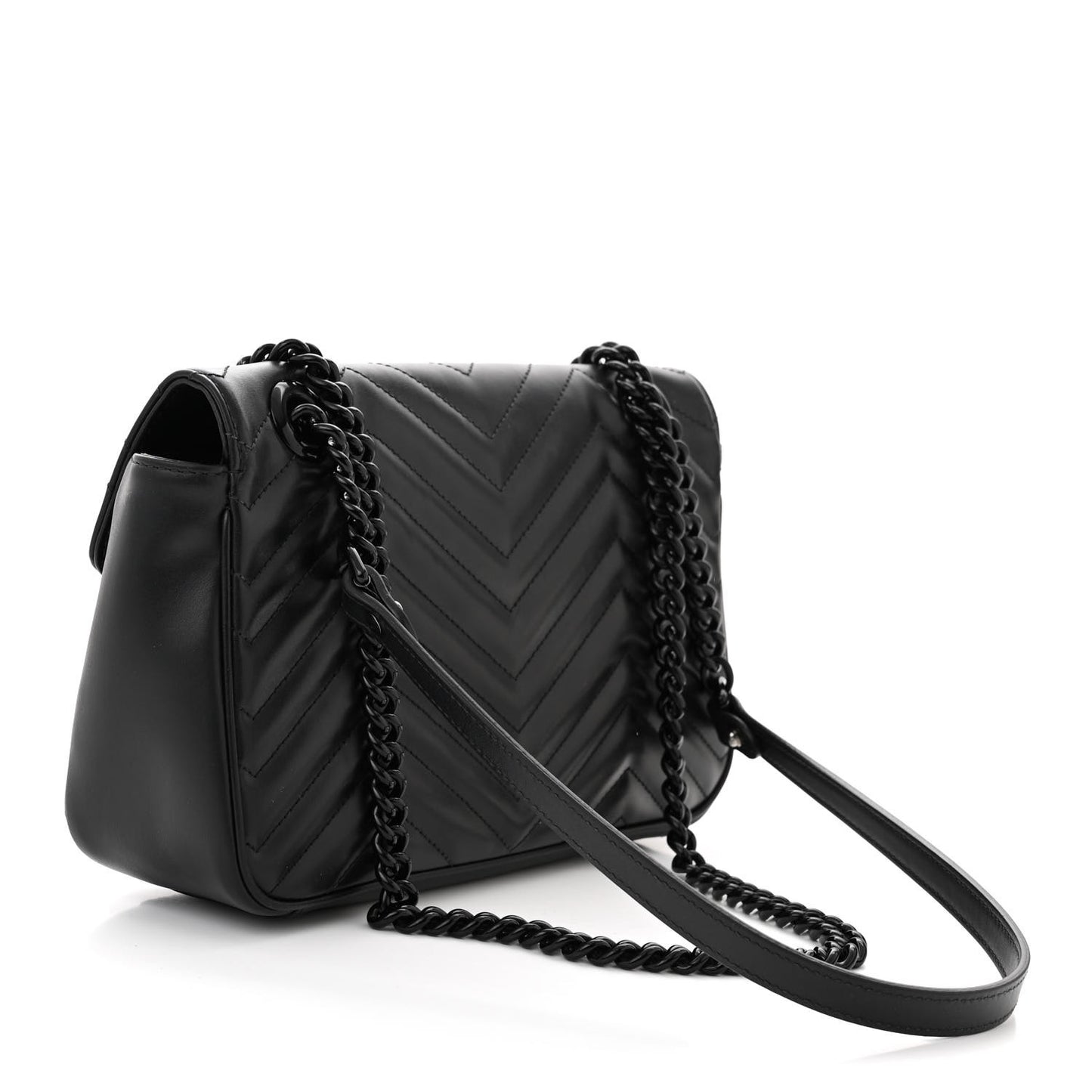 Calfskin Matelasse Monochrome Small GG Marmont Shoulder Bag Black