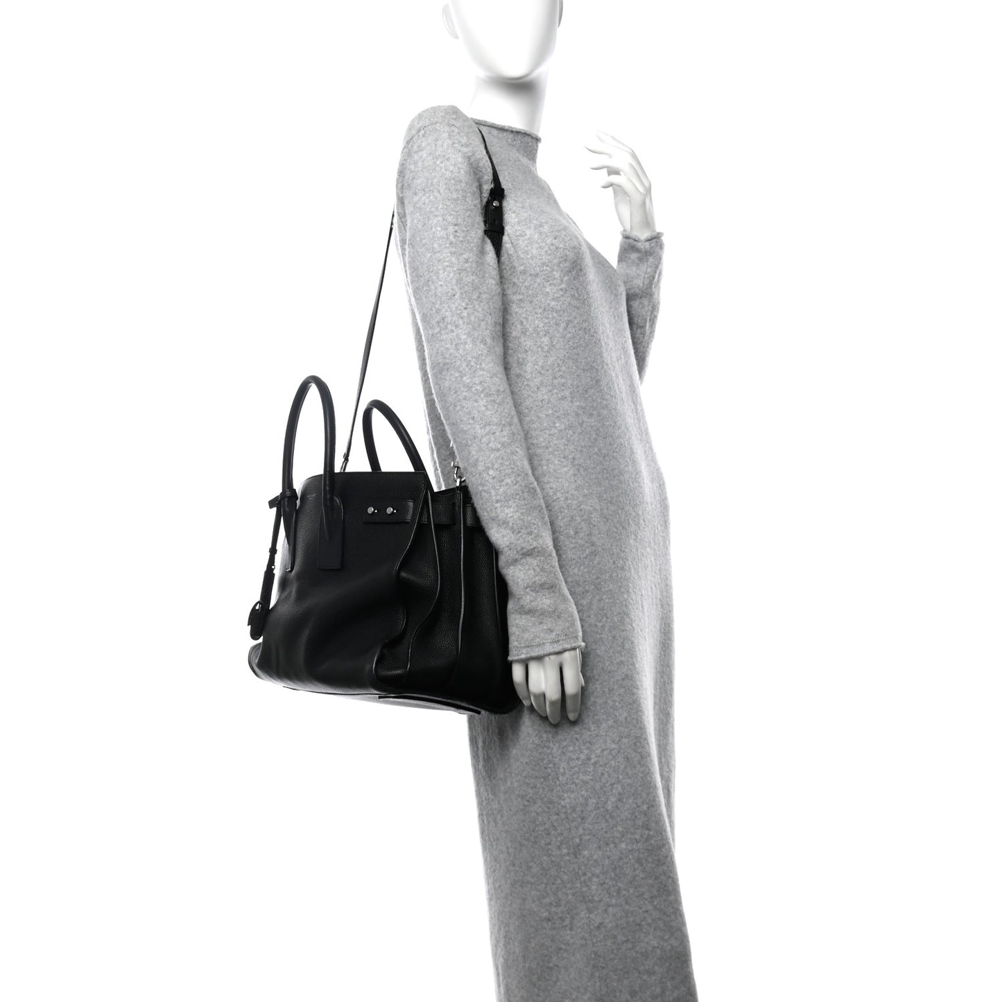 Grained Calfskin Medium Souple Sac De Jour Black