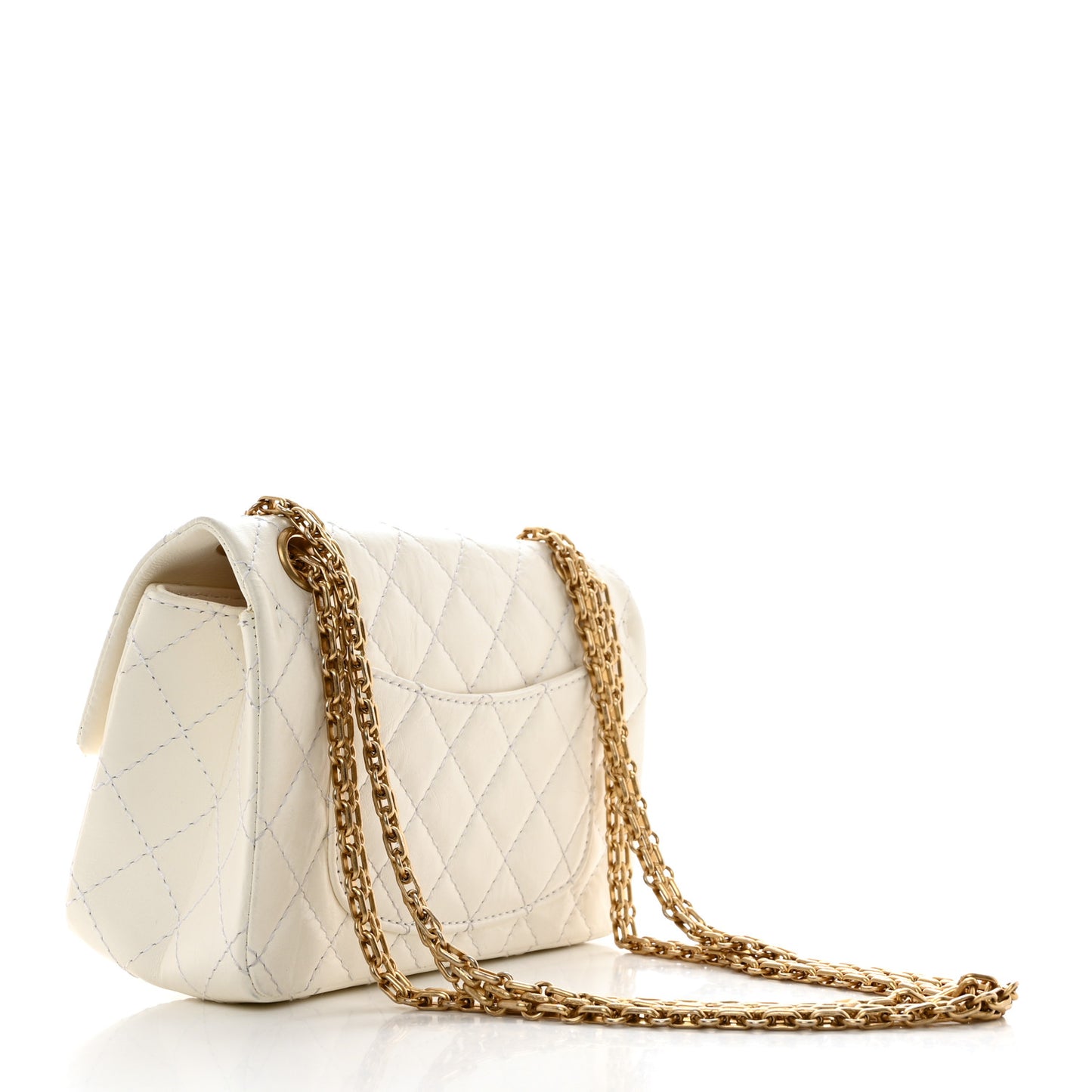 Aged Calfskin Quilted 2.55 Reissue Mini Flap White