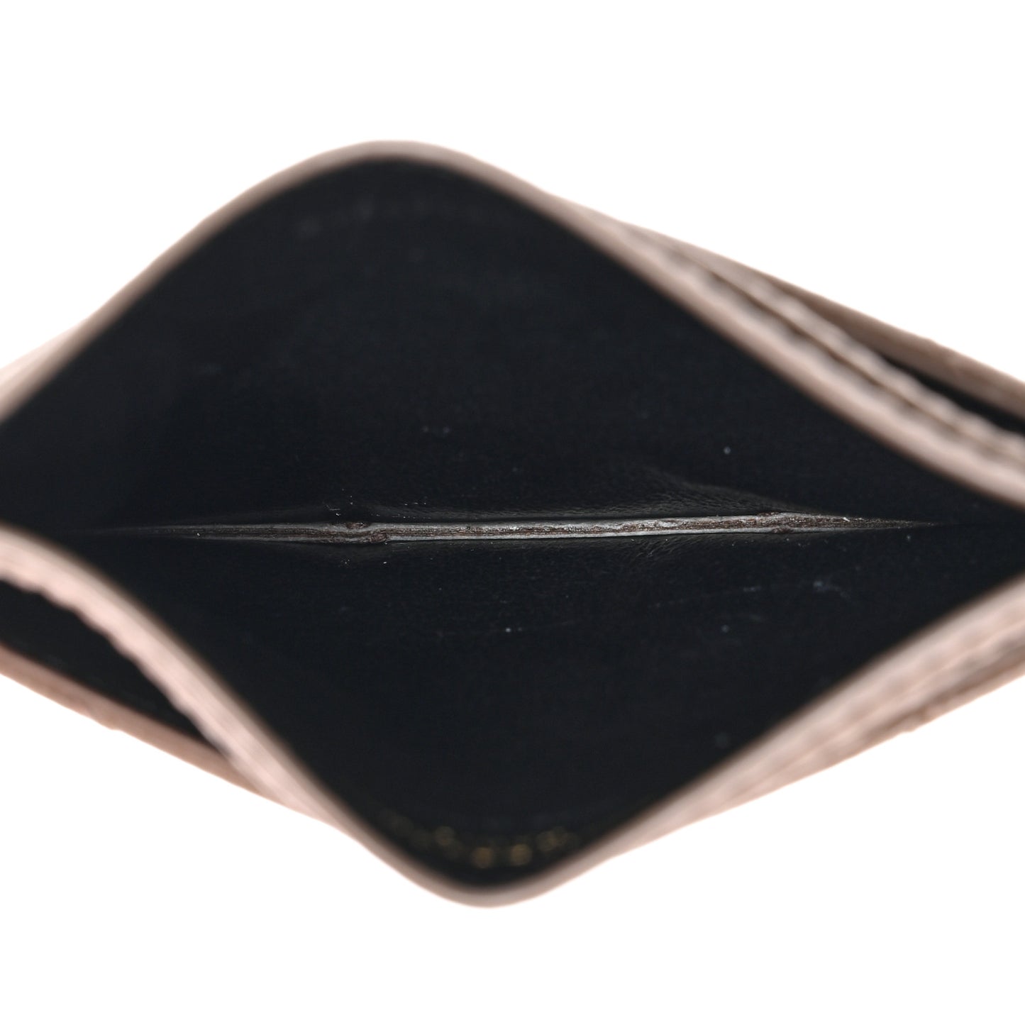 Grain De Poudre Matelasse Chevron Monogram Credit Card Case Natural Dark