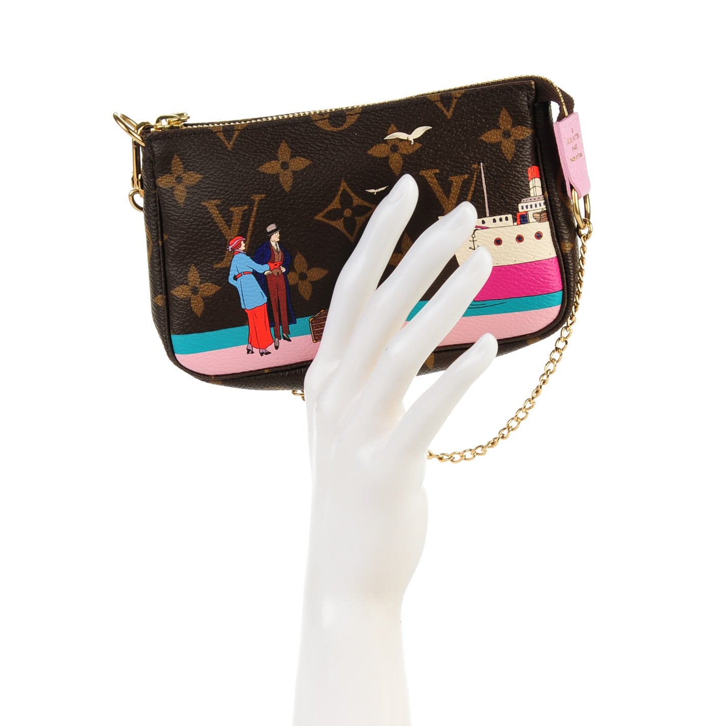 Monogram 2016 Christmas Animation Mini Pochette Accessories Rose Ballerine