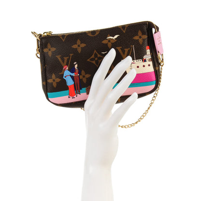 Louis Vuitton Monogram 2016 Christmas Animation Mini Pochette Accessories Rose Ballerine 2 of 7