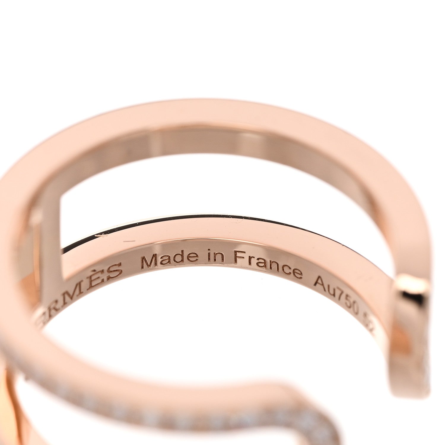 Hermes 18K Rose Gold Diamond MM Ever Chaine D'Ancre Ring 52 6 5 of 7