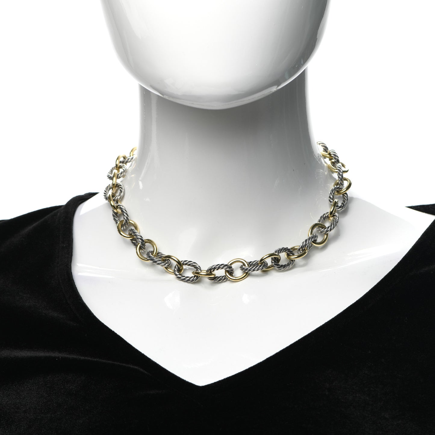 Sterling Silver 18K Yellow Gold 12mm Large Oval Link Necklace
