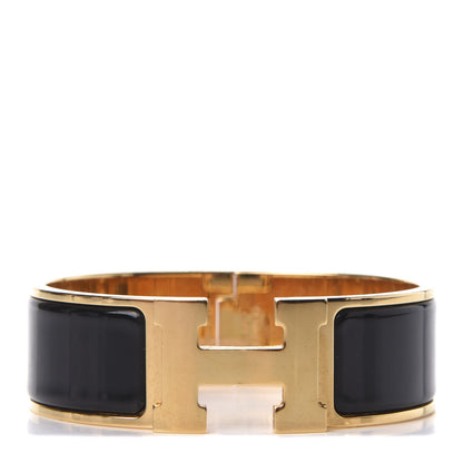 Hermes Enamel Wide Clic Clac H Bracelet GM Black 1 of 4