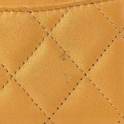 Chanel Metallic Lambskin Quilted Zip Around Coin Purse Wallet Yellow 8 of 10
