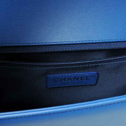 Chanel Calfskin Chevron Quilted New Medium Boy Flap Bright Blue 6 of 8