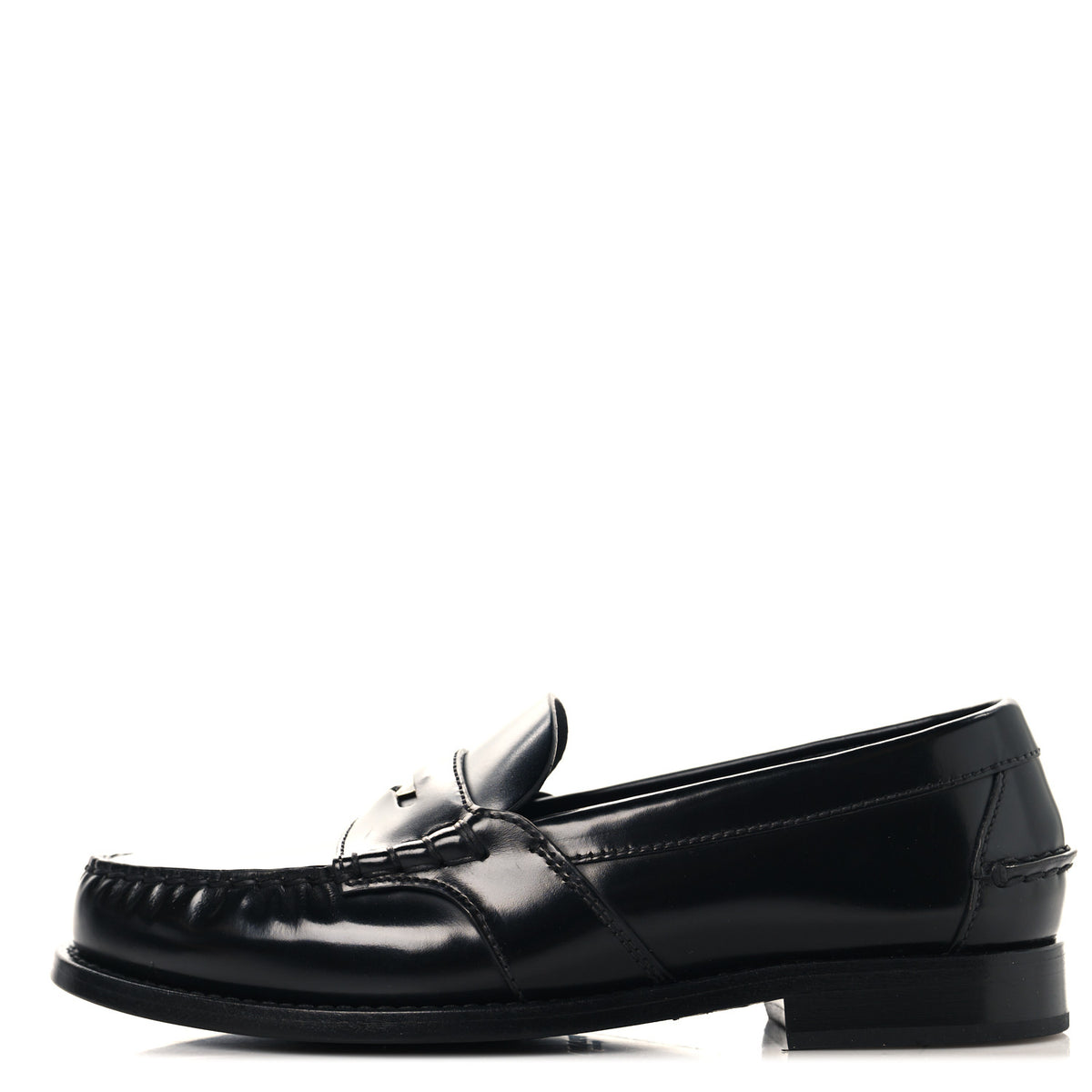 Spazzolato Metal Triangle Logo Penny Loafers 35.5 Black