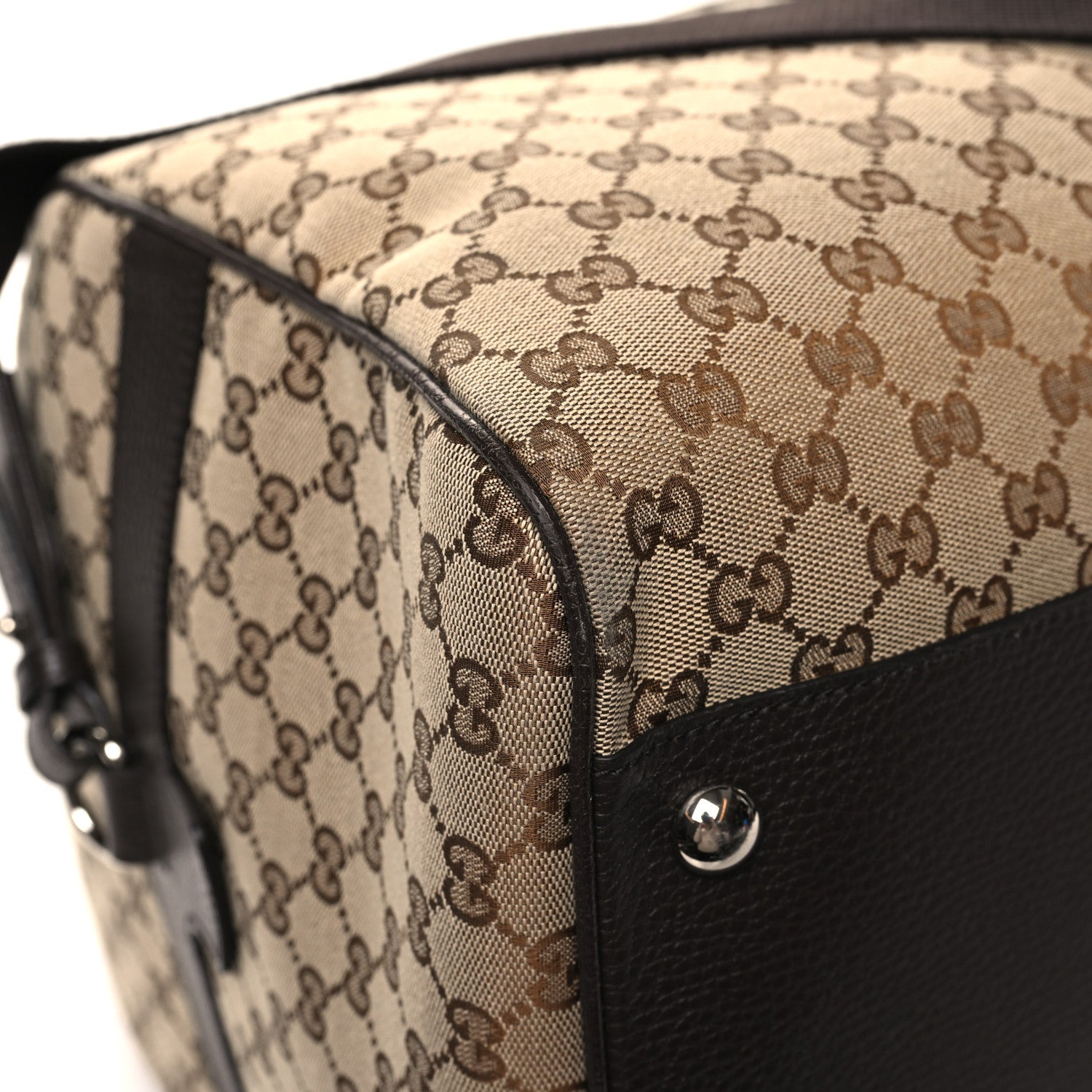 Gucci Monogram Dollar Calfskin Large Boston Duffle Bag Beige Ebony Testa di Moro Marrone Scuro 10 of 11