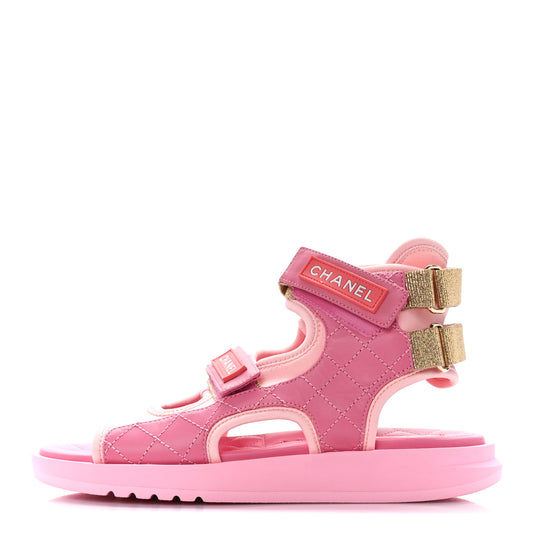 Goatskin Fabric Gladiator Sandals 37.5 Pink