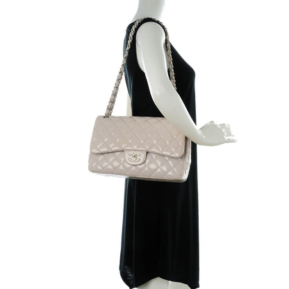 Chanel Patent Quilted Jumbo Double Flap Light Grey 2 of 8