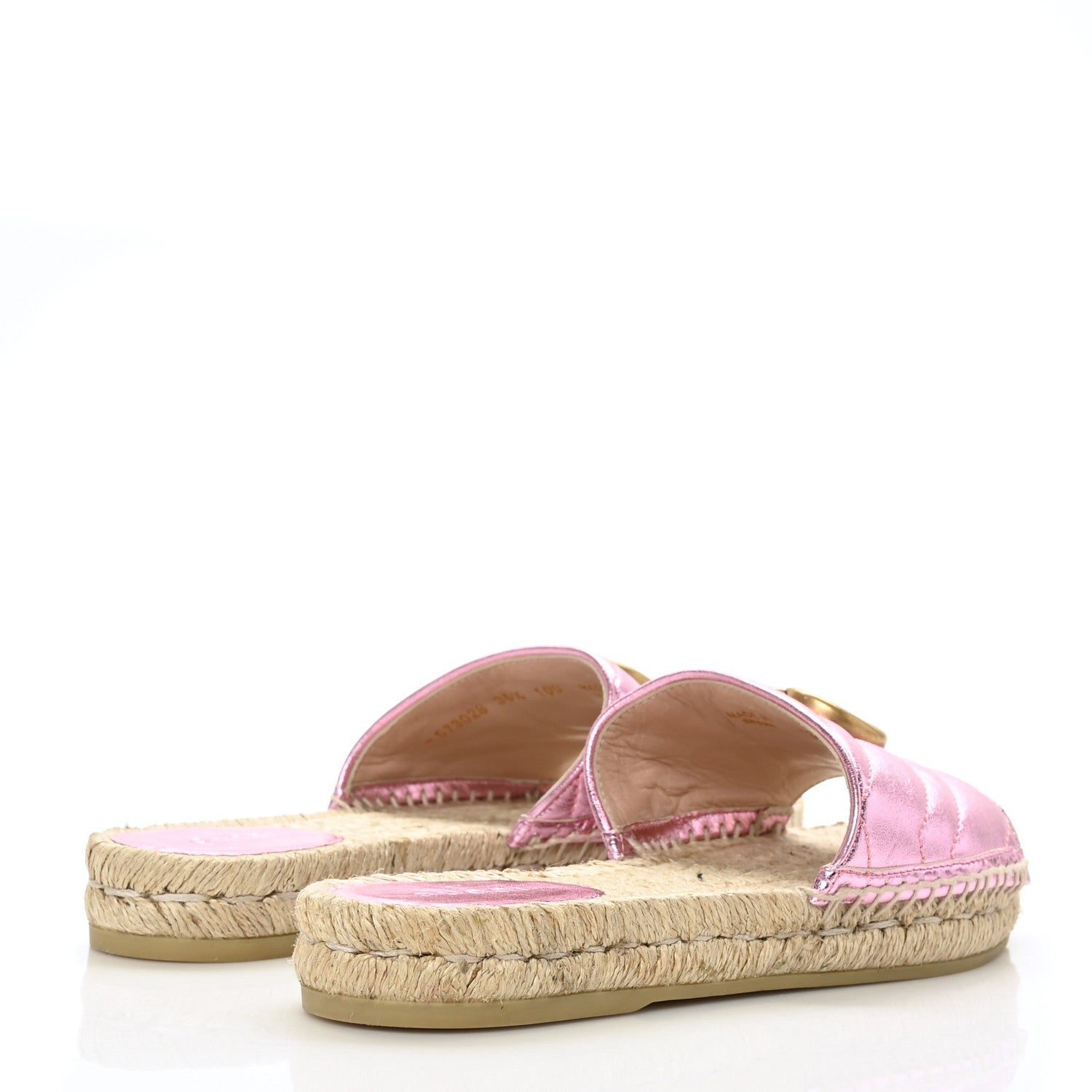 Gucci Metallic Nappa Matelasse GG Marmont Espadrille Slide Sandals 36.5 Rosa 4 of 8