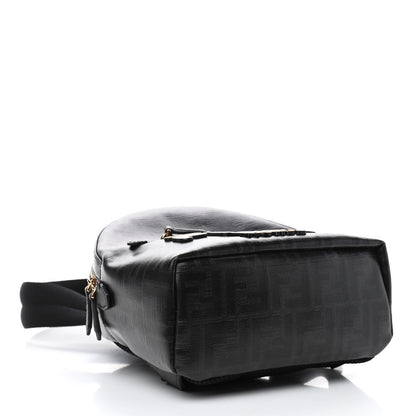 Fendi X FILA Glazed Fabric Vitello Century FF 1974 Mania Mini Backpack Black White 3 of 4