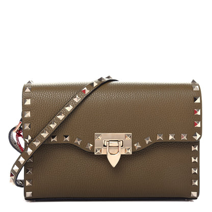 Valentino Garavani Pebbled Calfskin Medium Rockstud Flip Lock Crossbody Bag Lichen 1 of 11