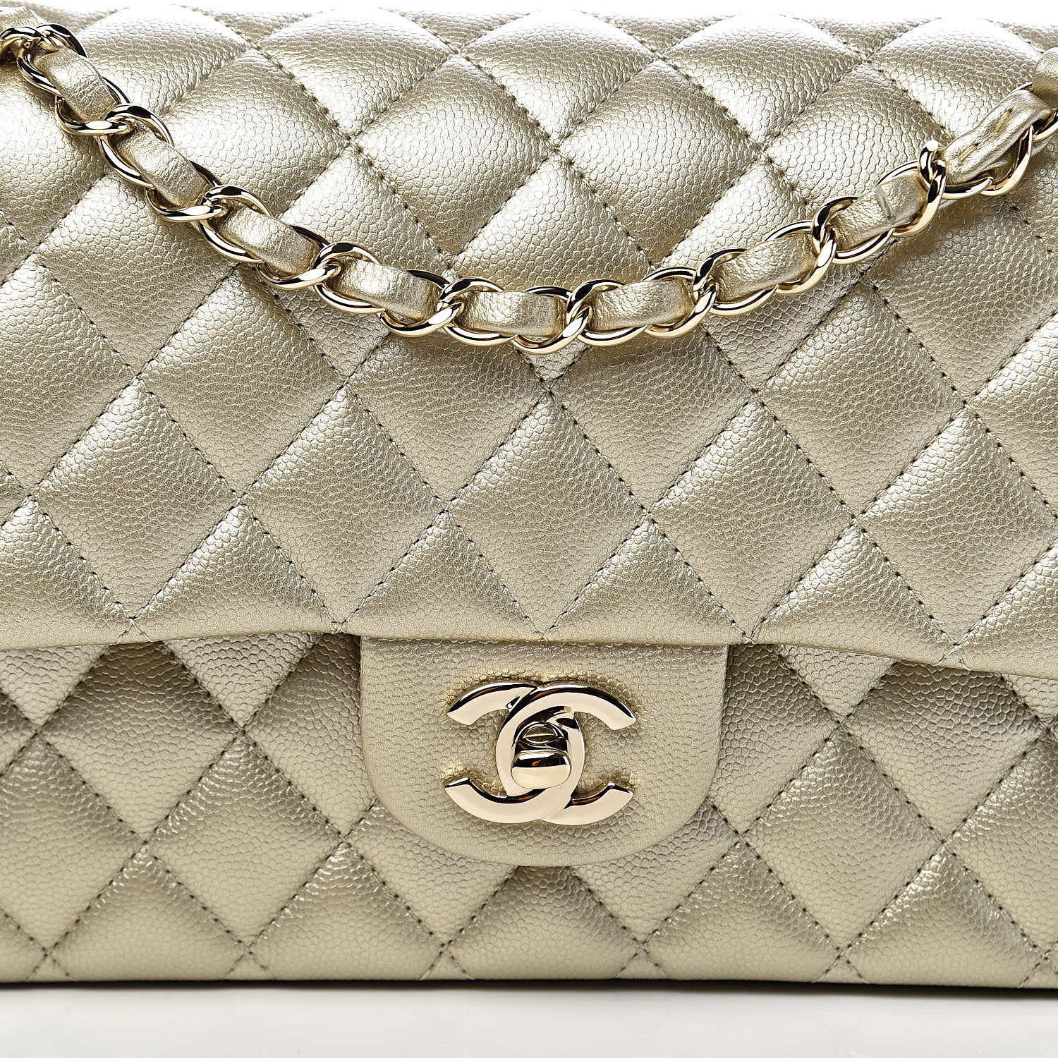 Chanel Metallic Caviar Quilted Medium Double Flap Gold 11 of 12