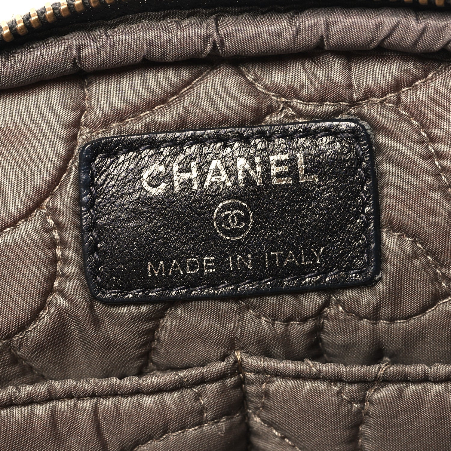 Chanel Goatskin Camellia Embossed Cosmetic Case Grey 6 of 9