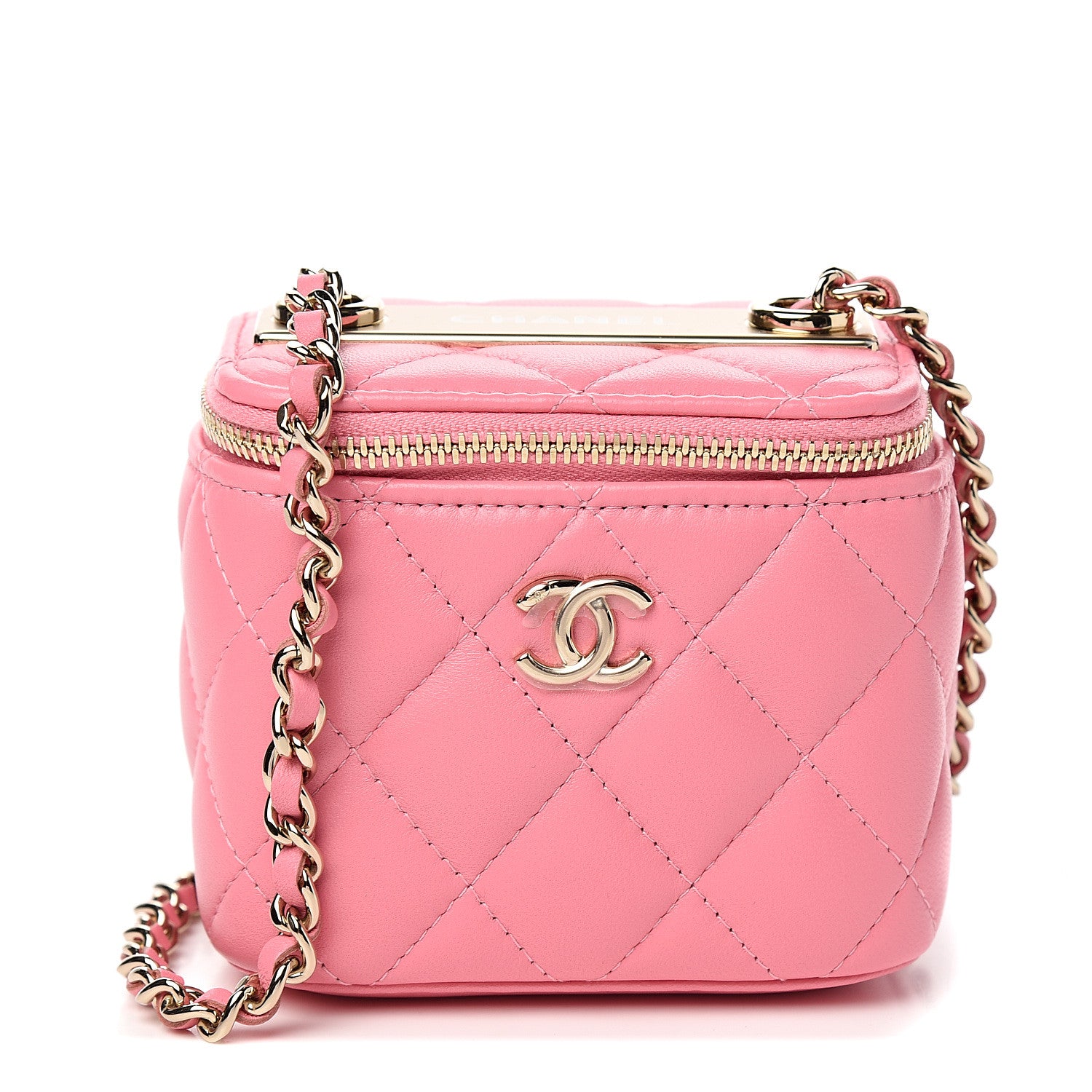 Chanel Lambskin Quilted Mini Vanity Case With Chain Pale Pink 1 of 9