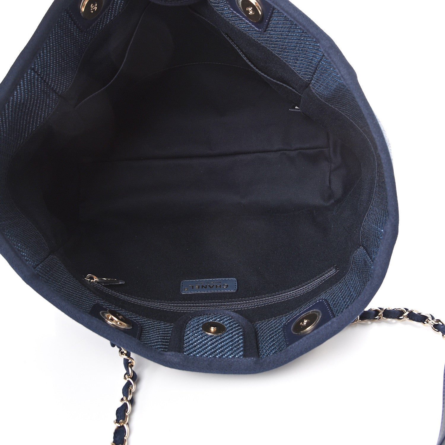 Chanel Denim Small Deauville Tote Dark Blue 4 of 10