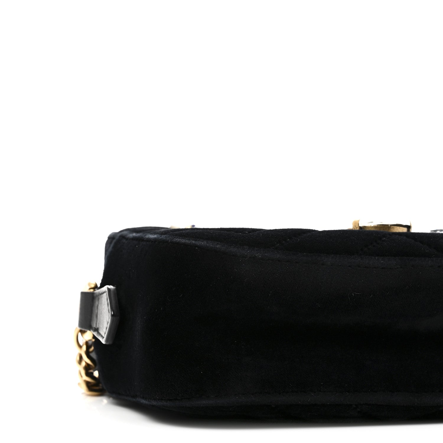 Gucci Velvet Matelasse Marquise Crystals Mini GG Marmont Chain Shoulder Bag Black 9 of 10