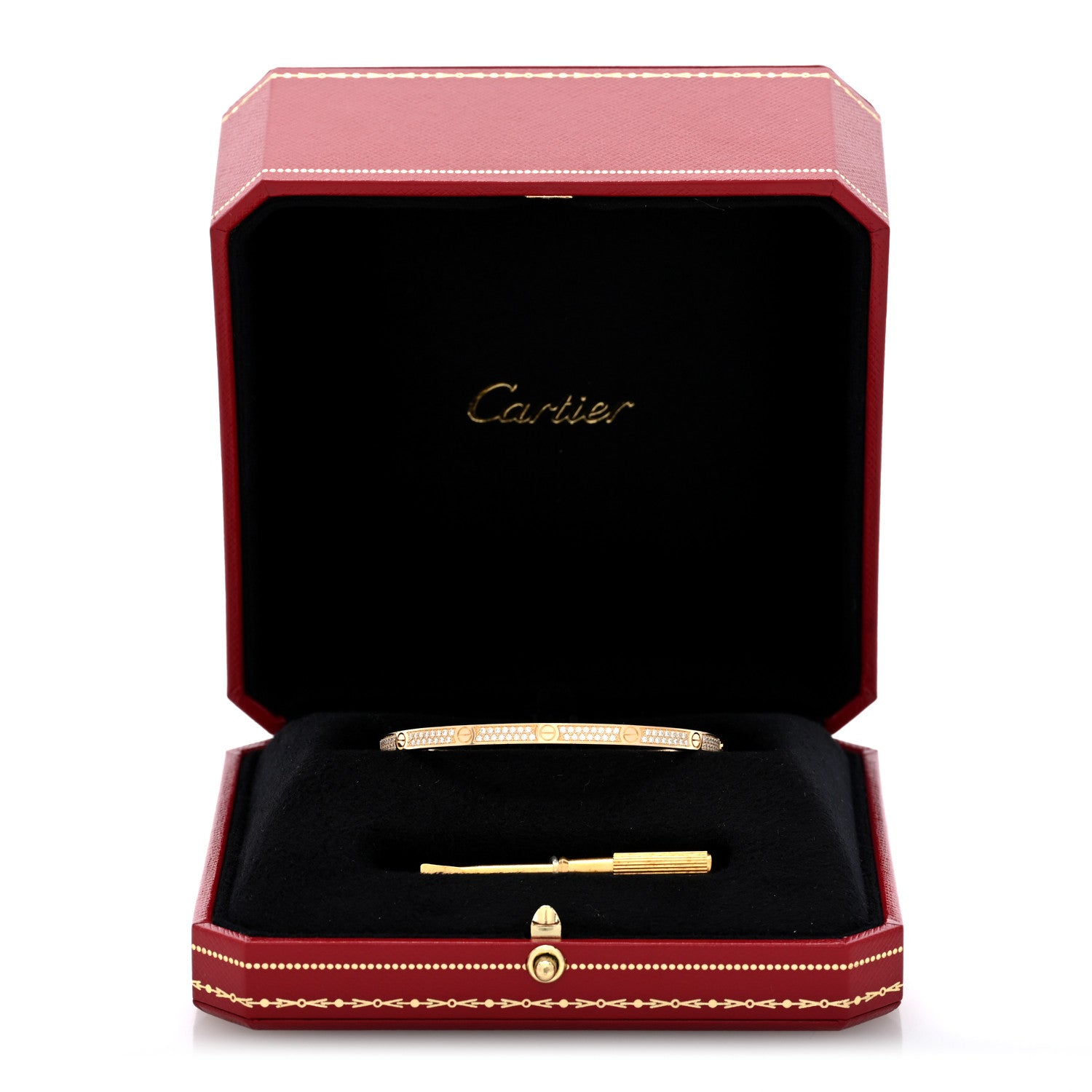 Cartier 18K Yellow Gold Diamond Small LOVE Paved Bracelet 17 7 of 7