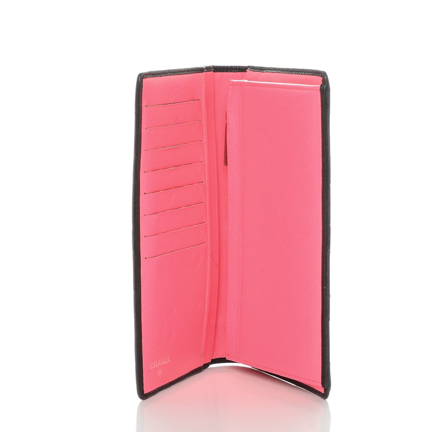Calfskin Quilted Cambon Yen Wallet Black